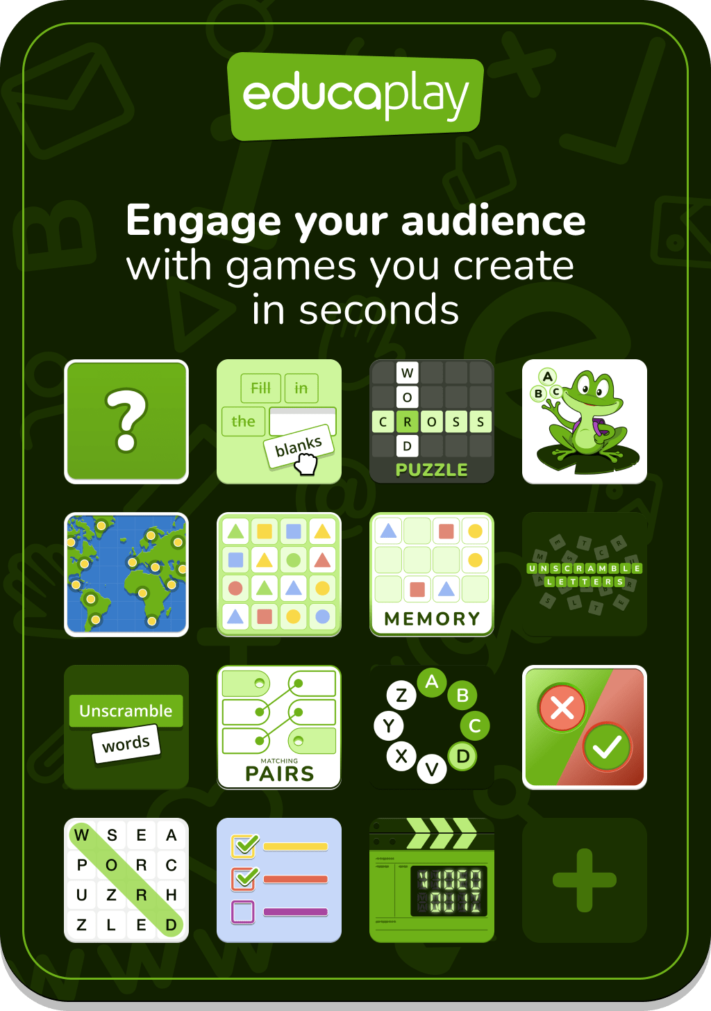Engage your audience with games you create in seconds