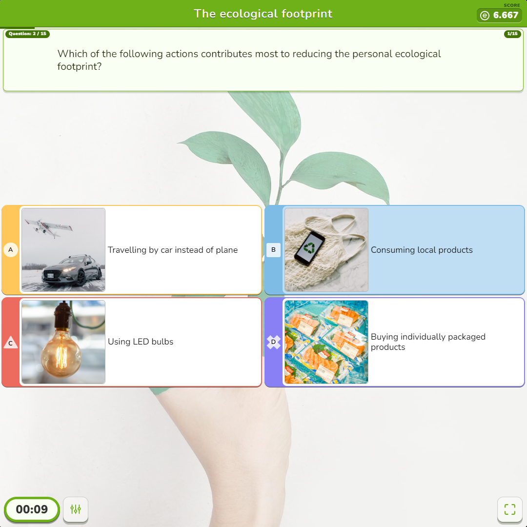 Quiz Educaplay The ecological footprint (square)