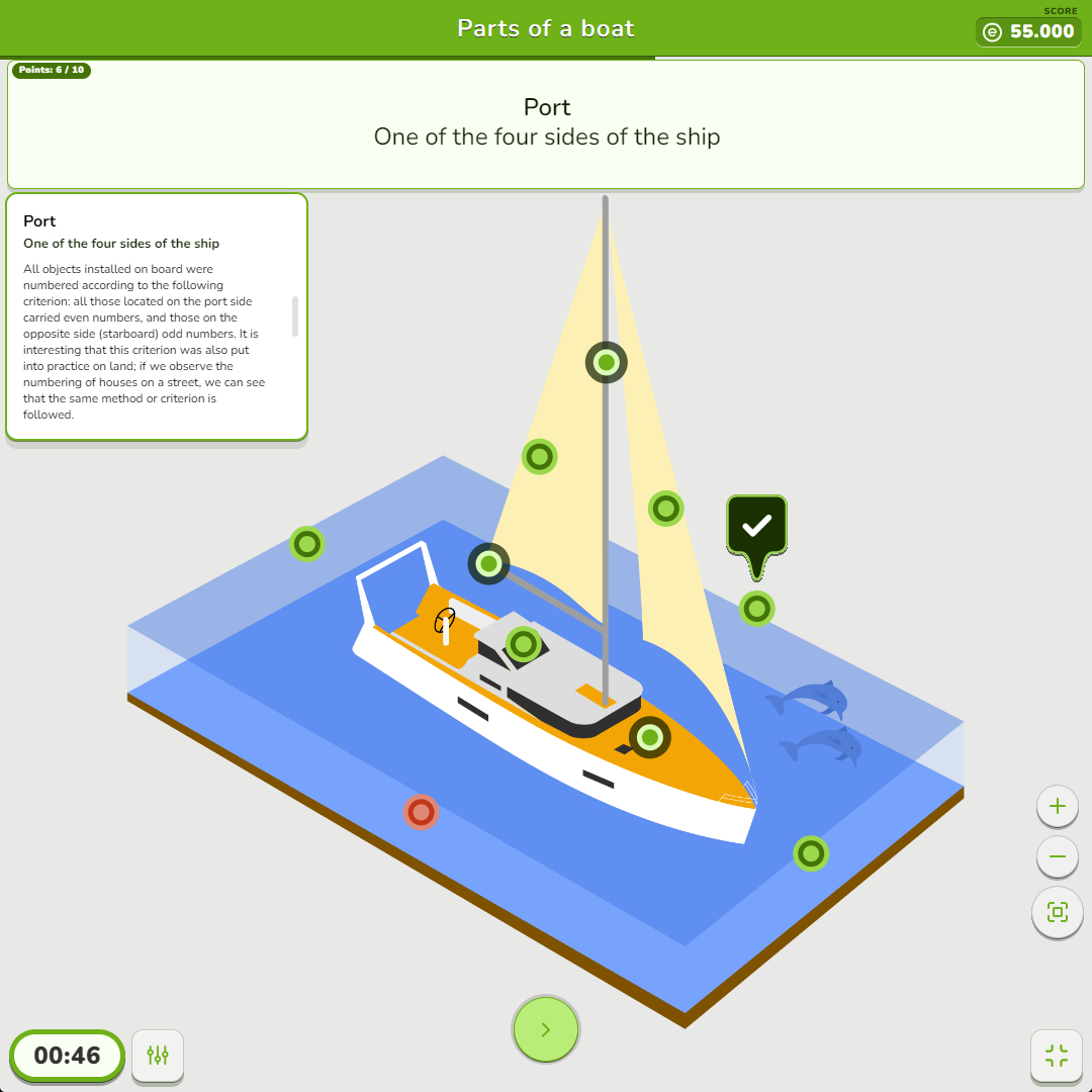 Map Quiz Game Educaplay Parts of a boat (square)
