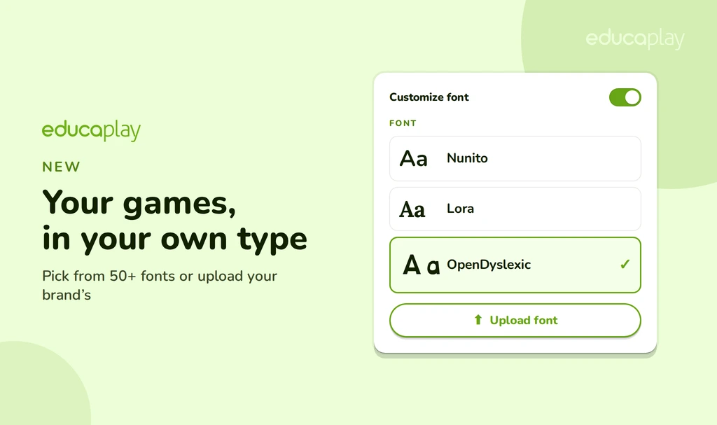 Customize your games' font in Educaplay