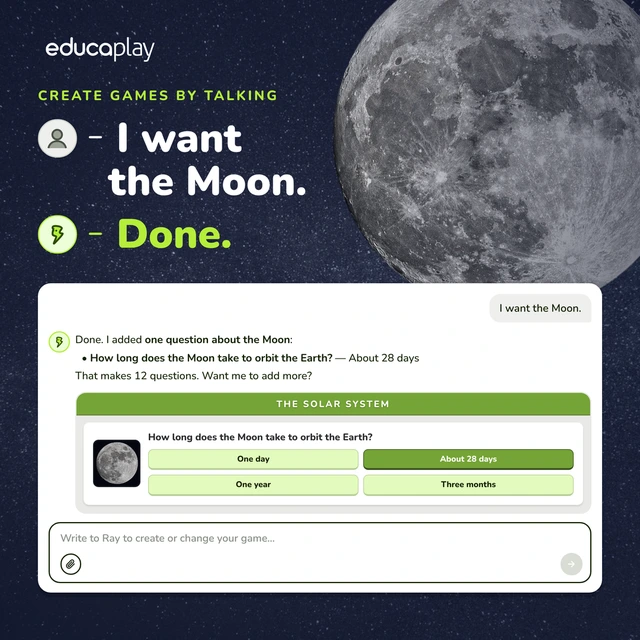 Create games by talking to Ray, Educaplay’s AI